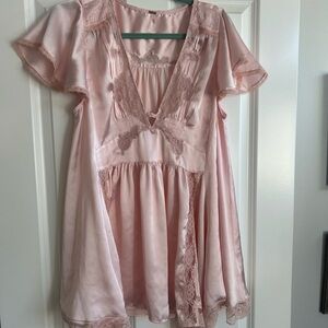 Free People Pink Satin slip mini dress/top